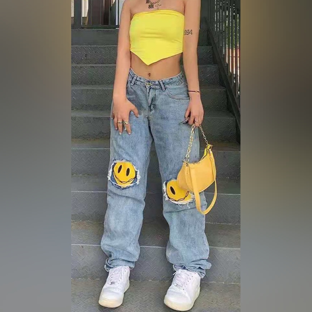 Smiley Face Jeans S